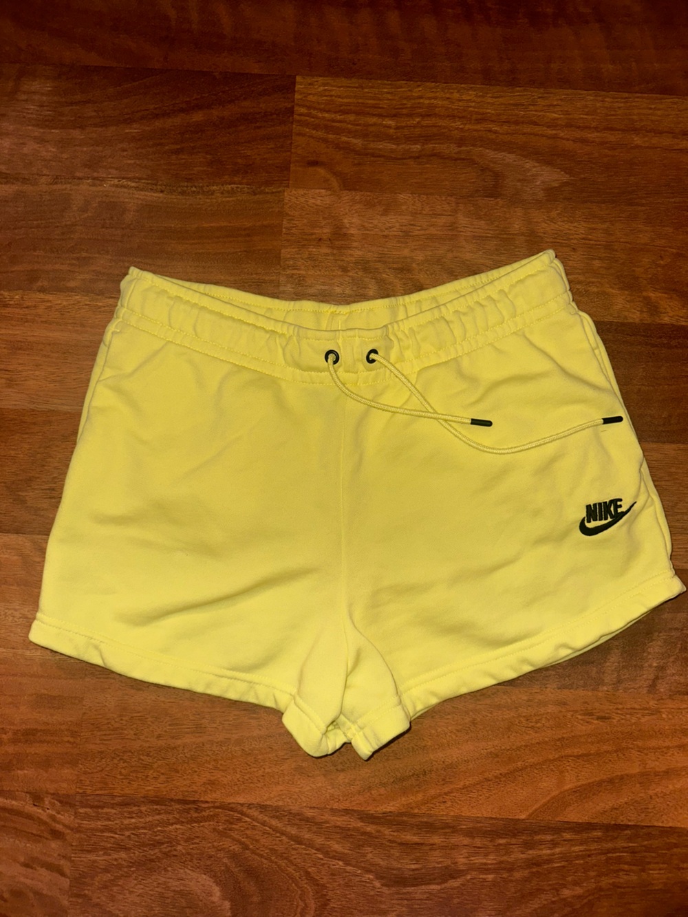 Nike Women’s Bright Yellow Athletic Shorts with Black Logo